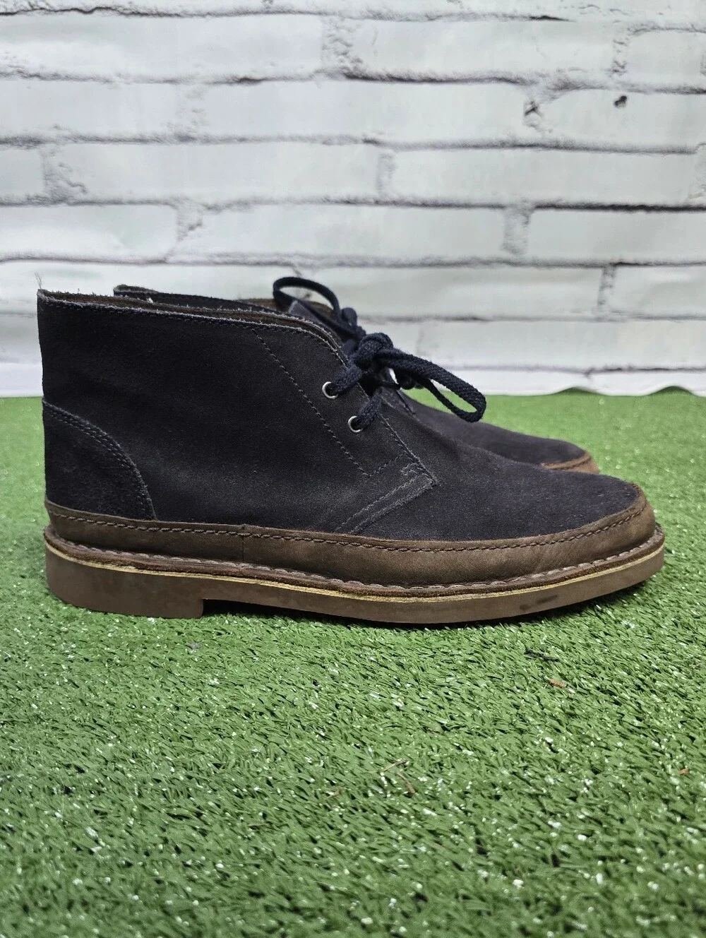 Clarks Bushacre Rand Genuine Leather Suede Chukka Boots Dark Navy Mens Size 9.5